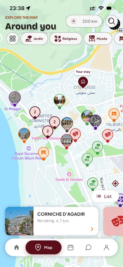 Teefun map: explore places and activities around you in Morocco