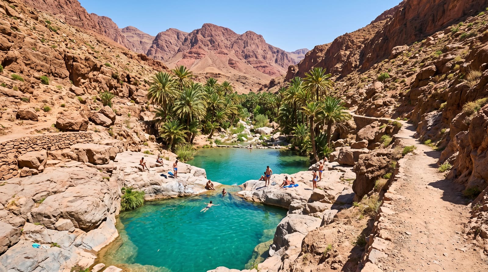The turquoise natural pools of Paradise Valley near Agadir, one of the adventure day trips a Teefun-planned itinerary can include.