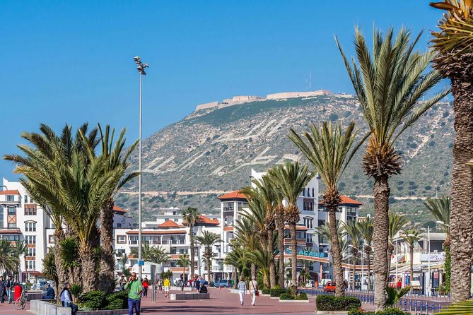 Best time to visit Agadir: sunny beach and palm-lined corniche promenade, Morocco