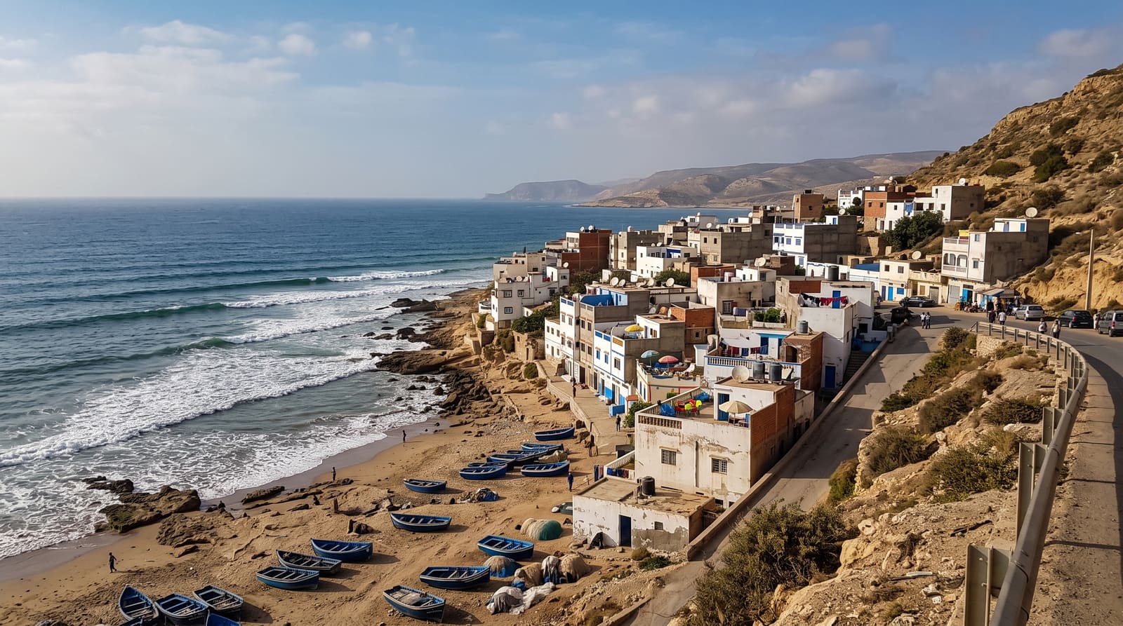 Une vue panoramique de la baie et de la ville côtière d'Agadir au Maroc.